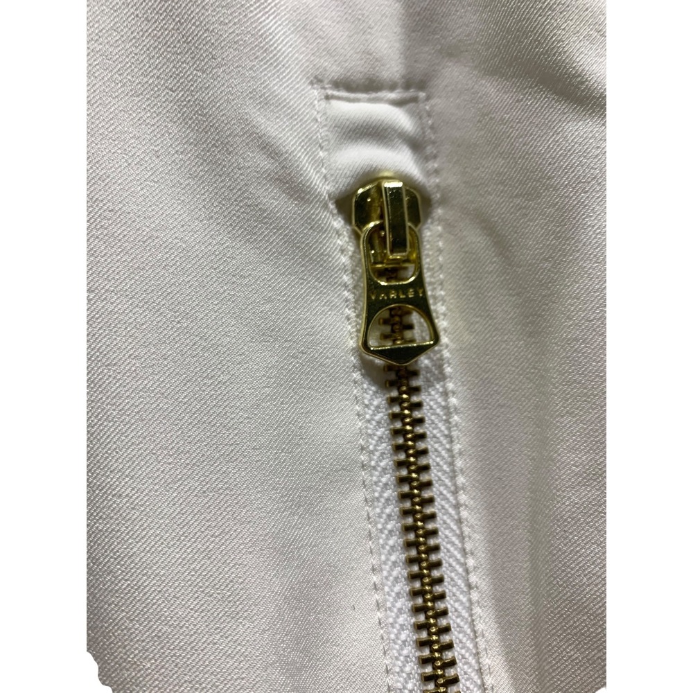VARLEY Womens White Navy Trim Bomber Jacket Zip Front Athletic Style Size Small - Picture 6 of 8